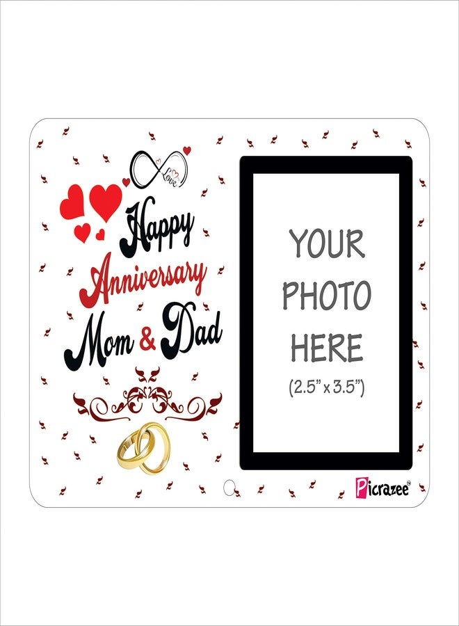 PICRAZEE مجموعة هدايا إطار صور صغير مطبوع عليه عبارة "عيد زواج سعيد يا أمي وأبي" | للوالدين | الأم والأب | هدية للأم والأب (إطار صور مطبوع عليه قطعة واحدة ومغناطيس ثلاجة واحد) - Image 2